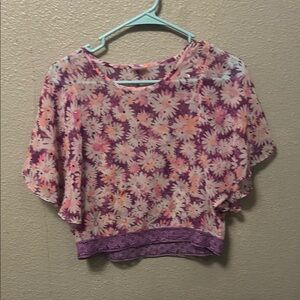 Pink and Purple kids baggy over sized see through shirt
